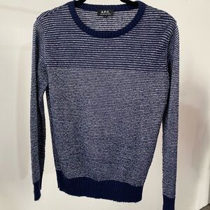 A.P.C. Navy and silver stripe knit sweater women's size medium